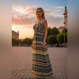 Beautiful and Unique Strapless Long Dress